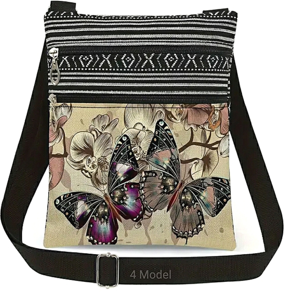 Retro, Women's Mini Crossbody/Shoulder Bag, Double Butterflies, NWT